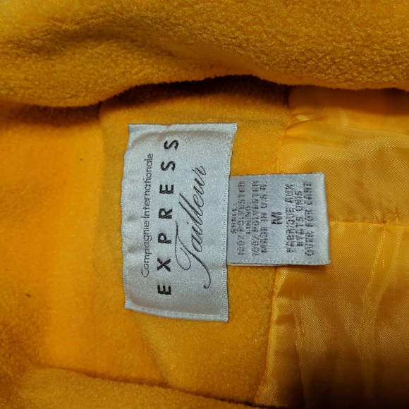 Vintage Yellow Cropped Fleece Jacket Medium Vibrant Express - Picture 4 of 8